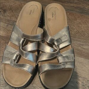Clarks Silver Multi-Strap Sandals size 12